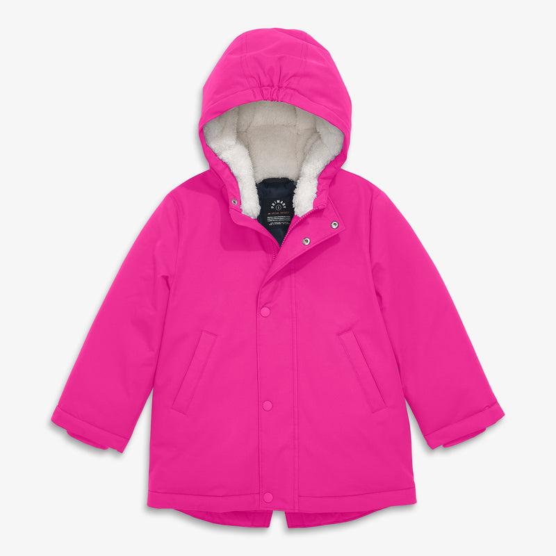 Kids weatherproof parka puffer in dragonfruit
