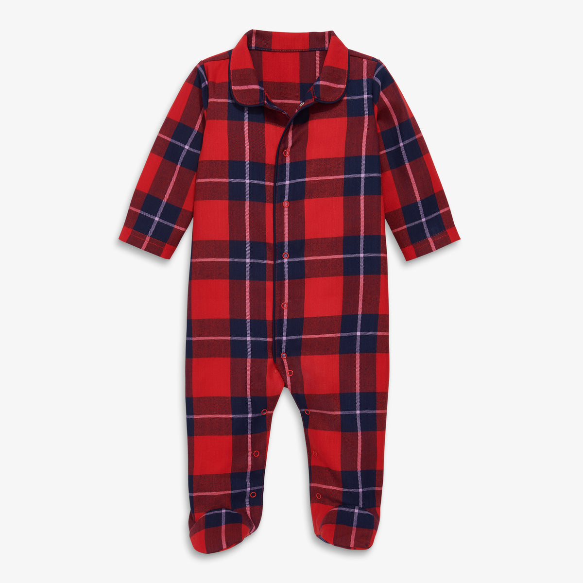 Clearance baby plaid snap footie in lollipop-plaid