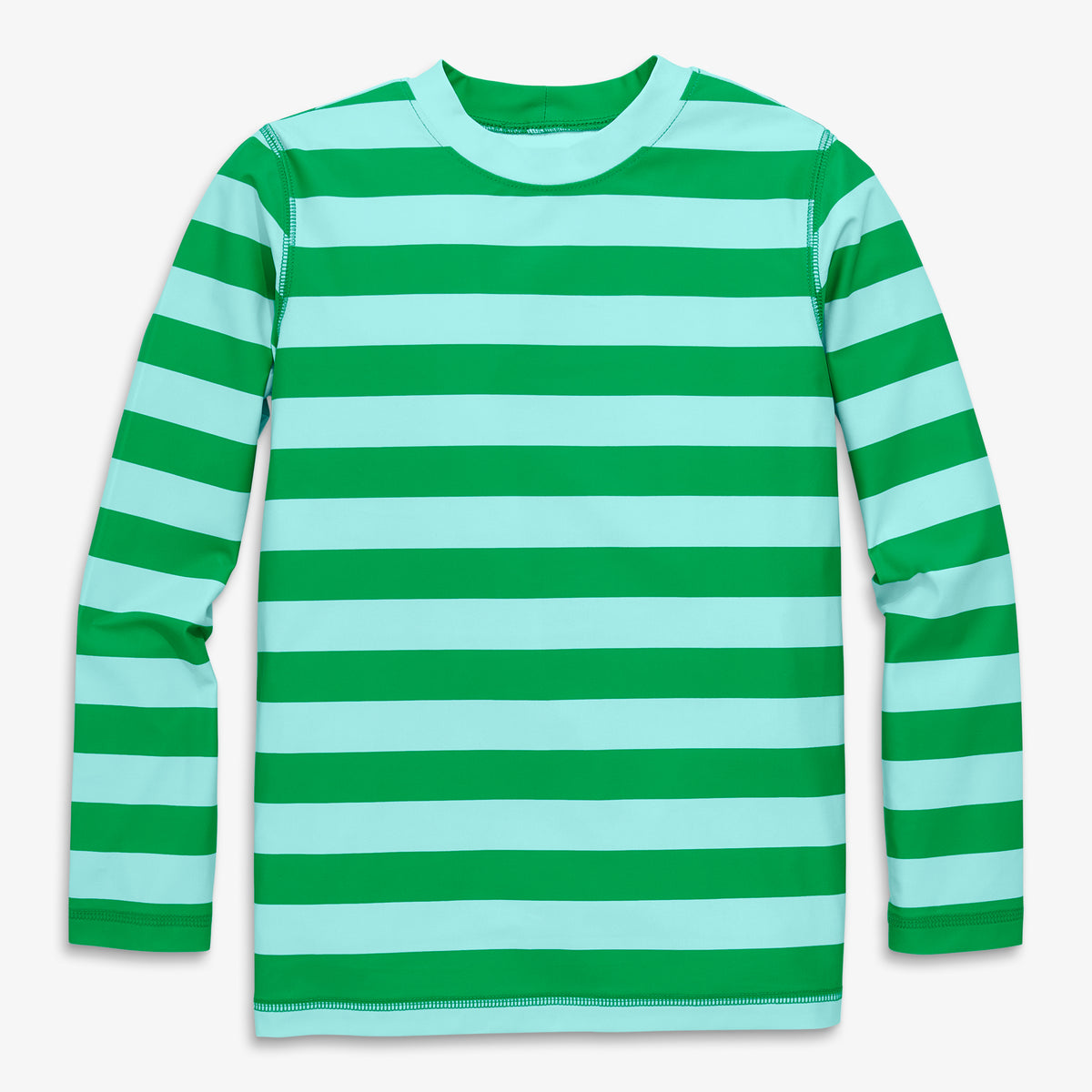 Kids long sleeve rash guard in stripe in green-apple-mist-dock-stripe