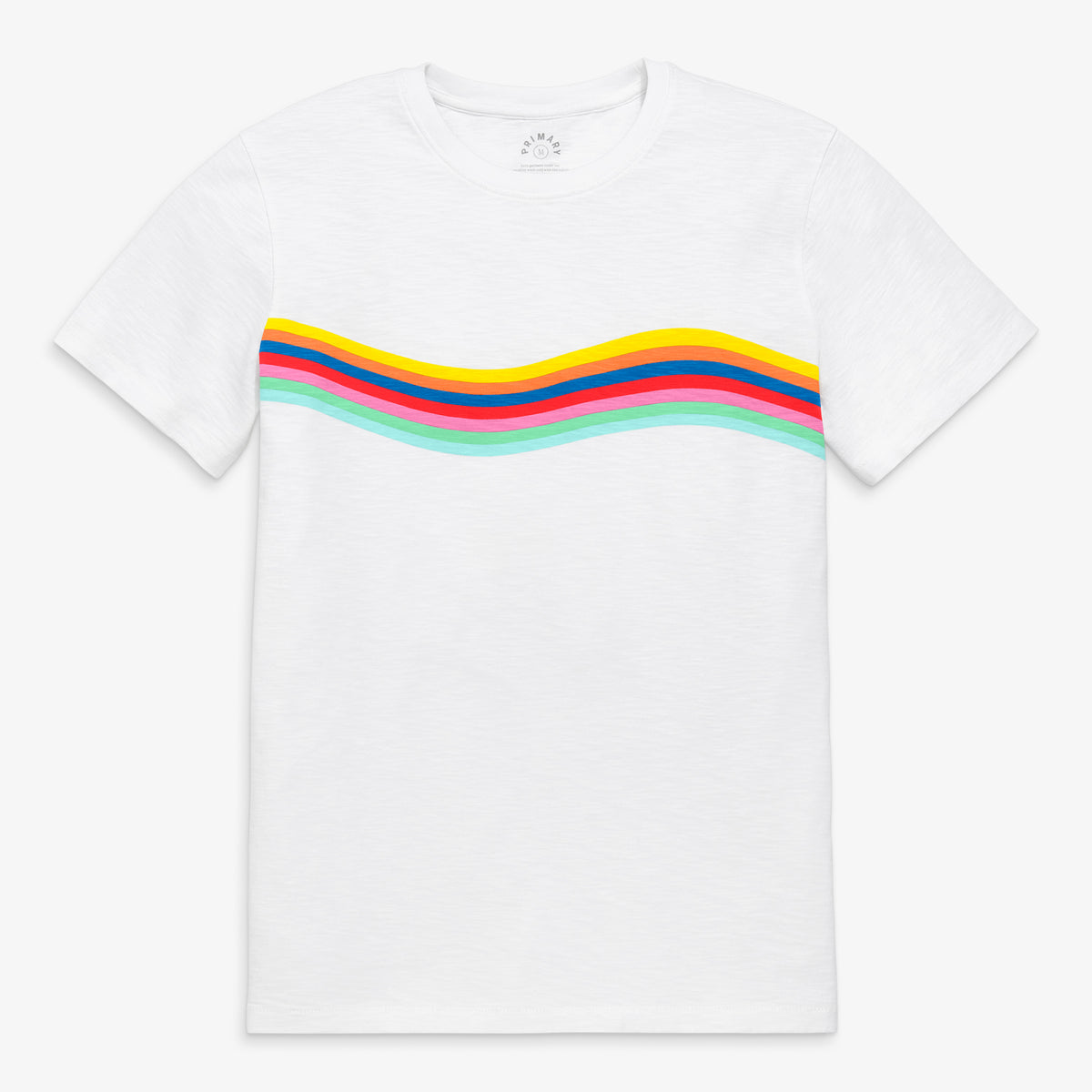 Clearance unisex fit rainbow banner wave tee in white-rainbow-wave