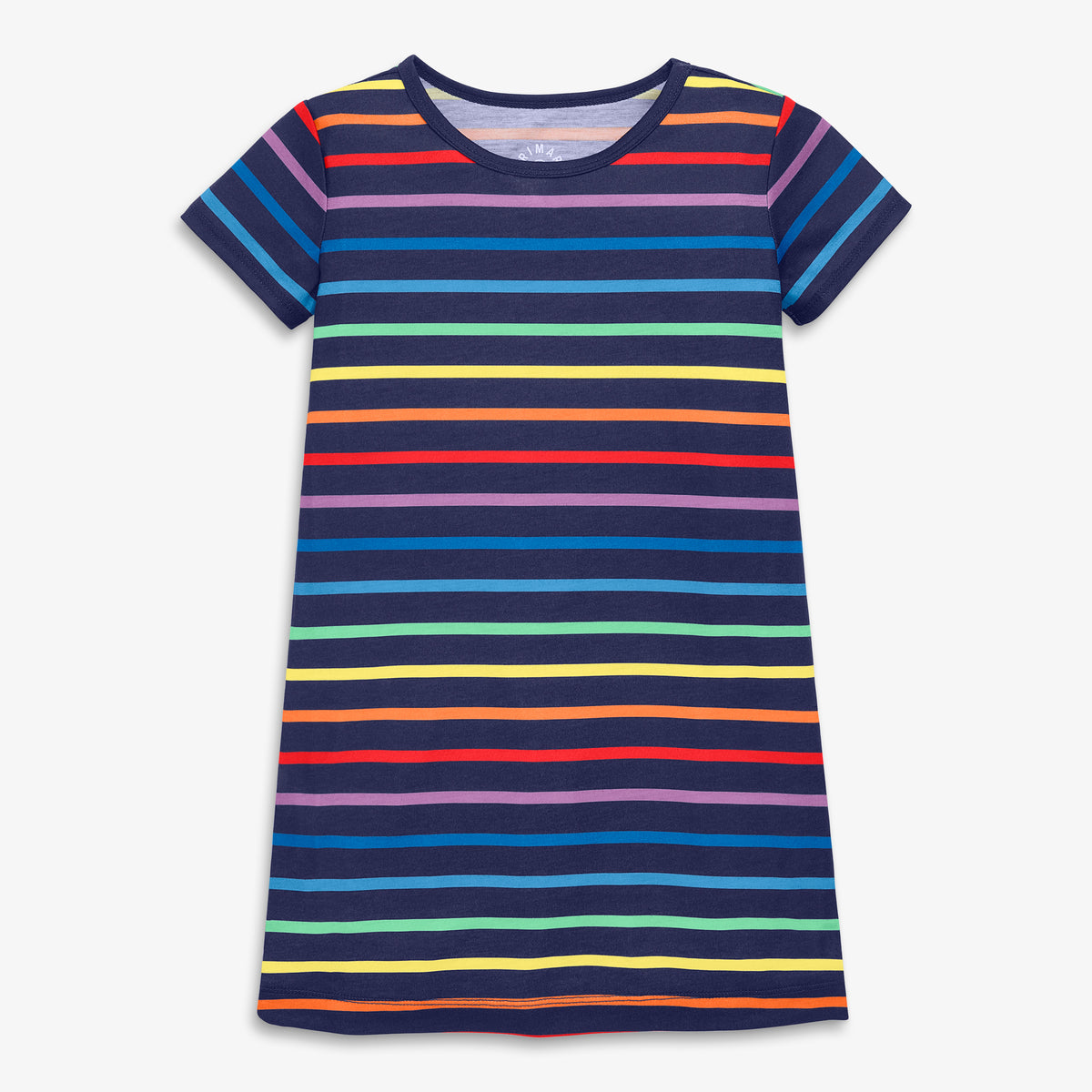 Clearance kids nightgown in rainbow stripe in navy-rainbow-stripe