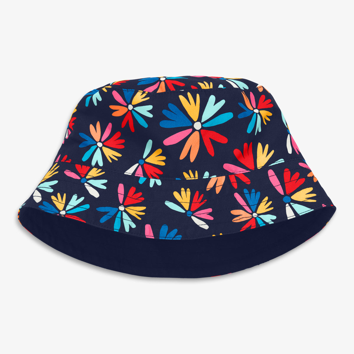 Clearance kids sun hat in bright blooms in navy-multi-blooms