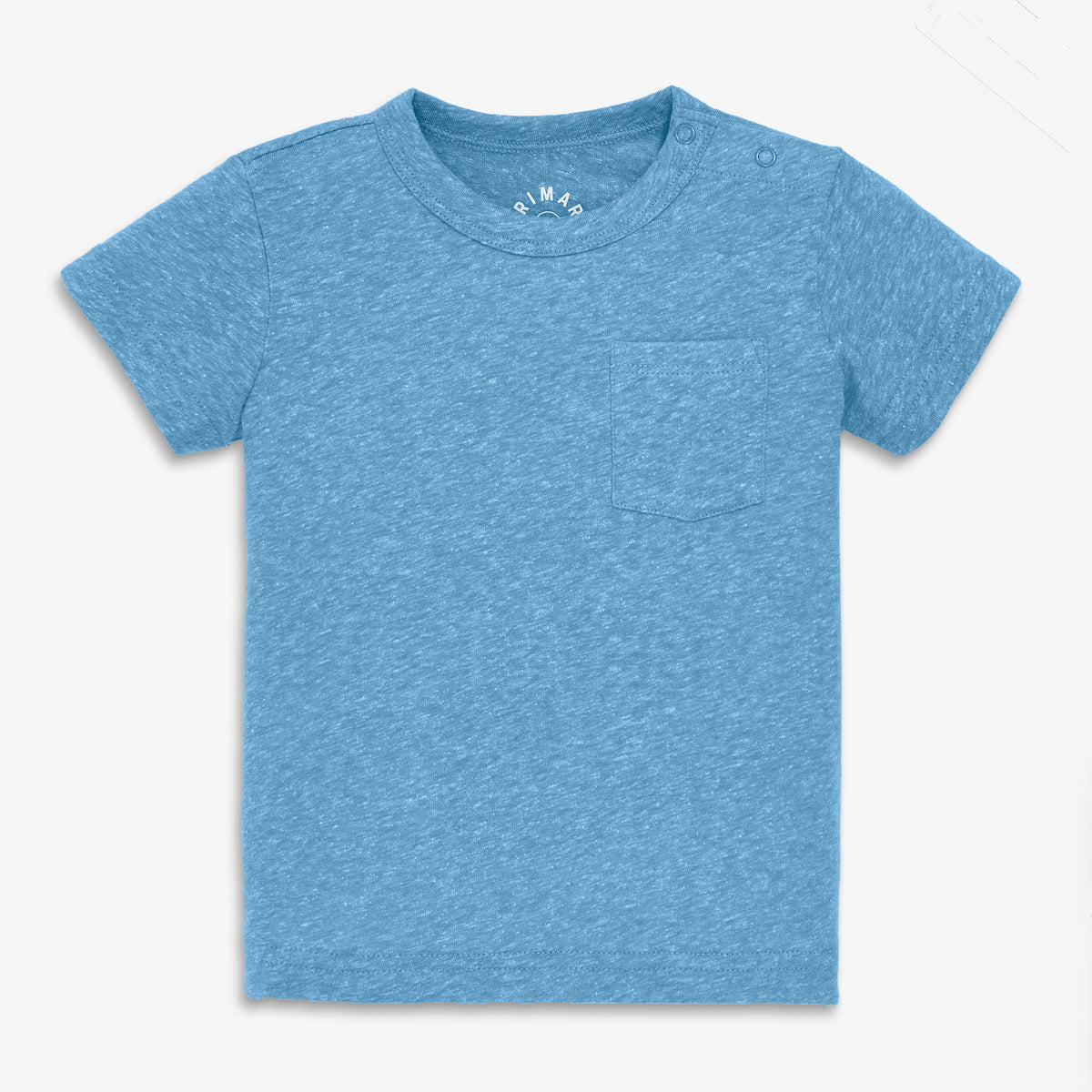 Baby heathered short sleeve pocket tee in cornflower