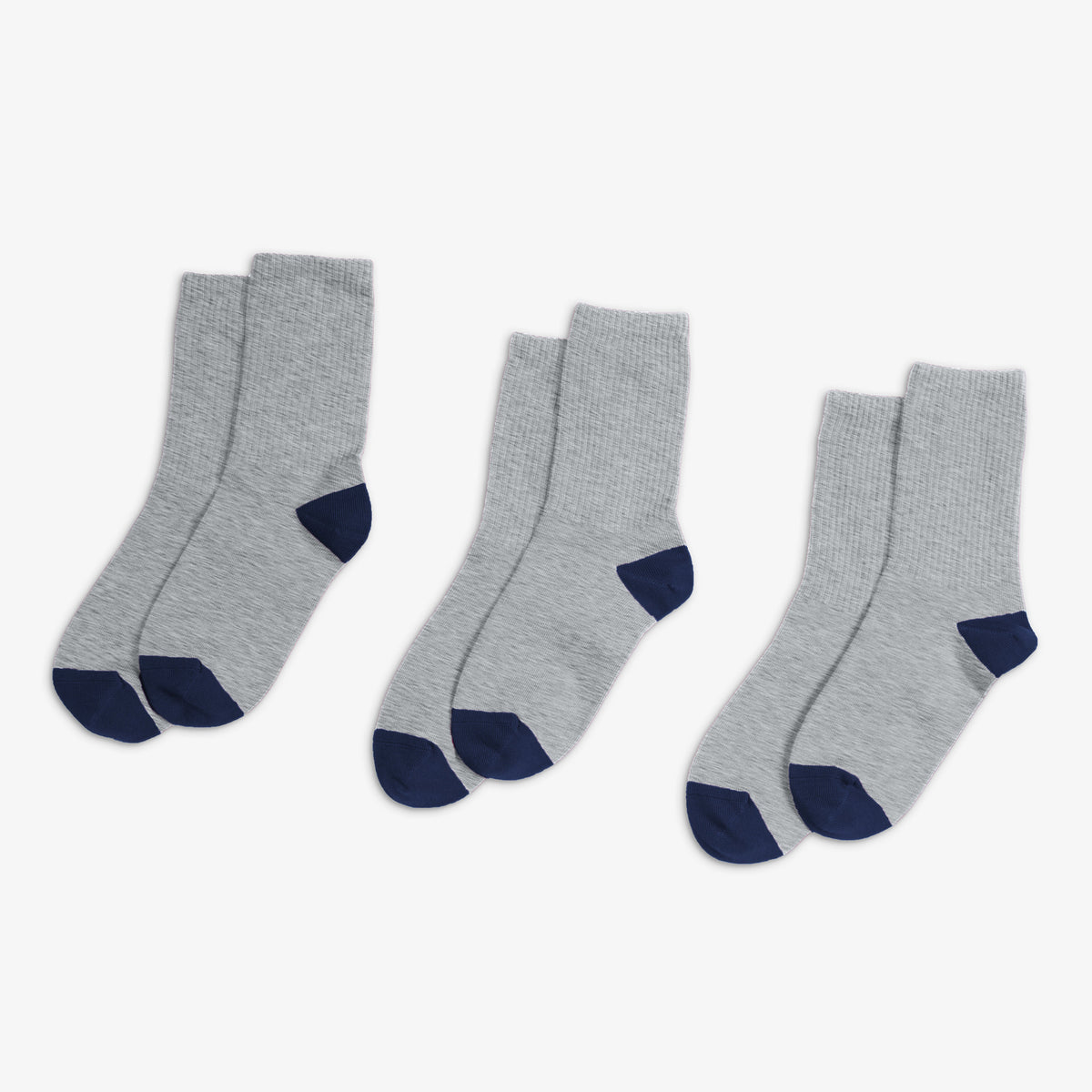 Clearance kids ribbed crew sock 3-pack in heather-gray