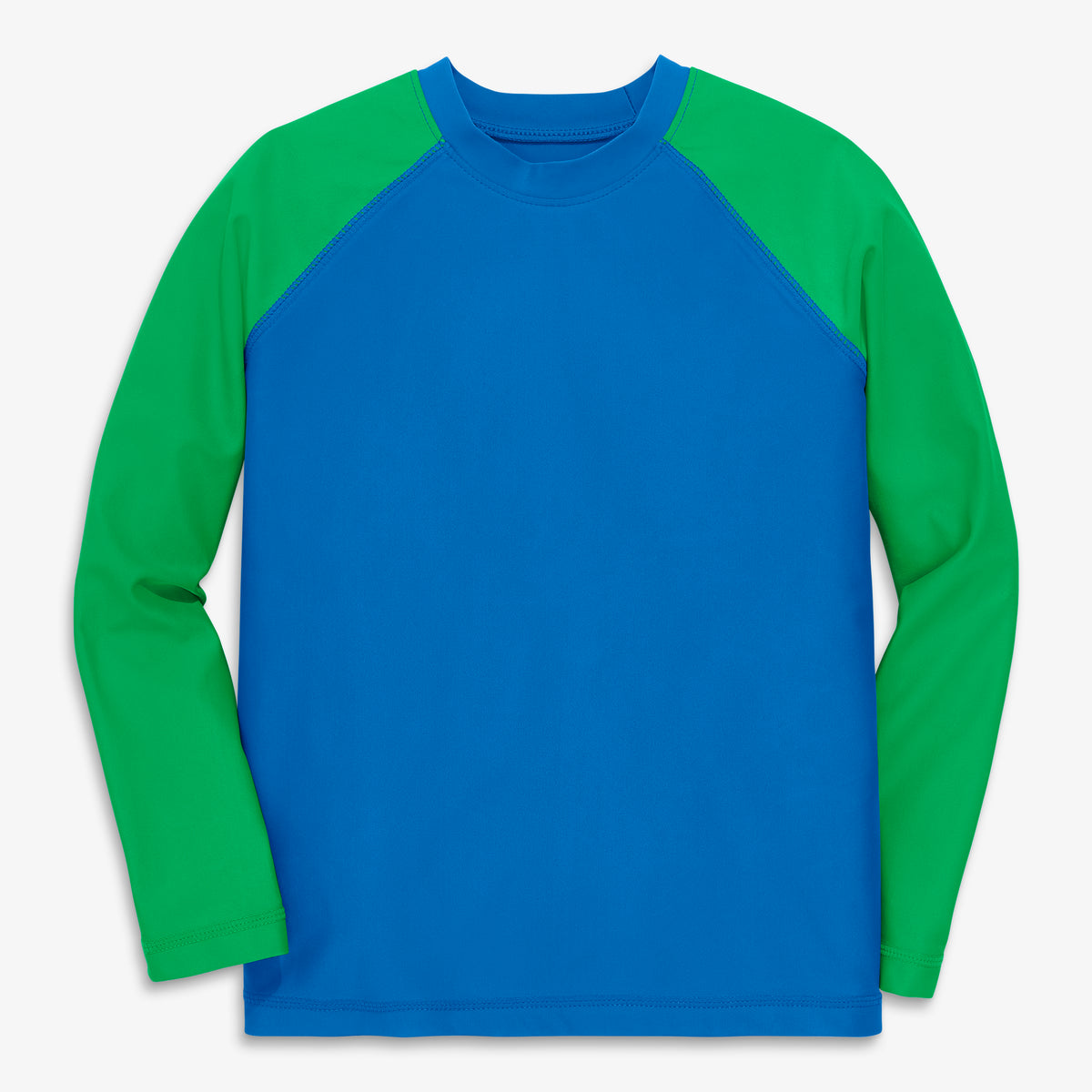 Kids long sleeve baseball rash guard in blueberry-green-apple