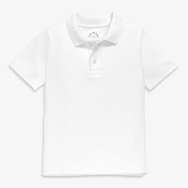 Kids classic short sleeve interlock polo in white