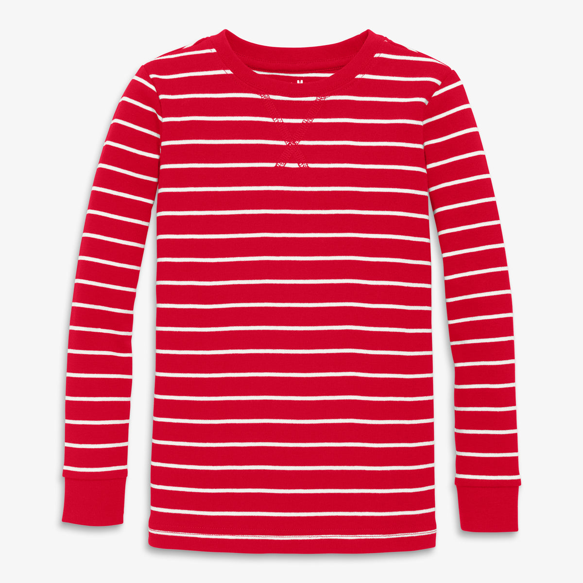 Clearance kids organic pj top in stripe in cherry-ivory-stripe