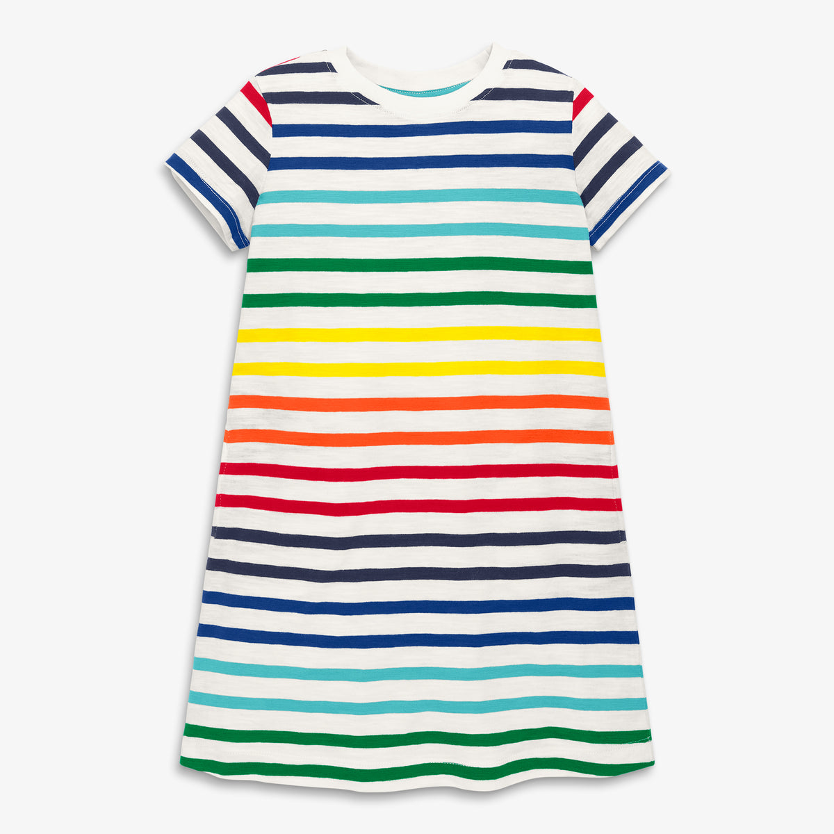 Clearance kids t-shirt dress in rainbow stripe in double-rainbow-ivory