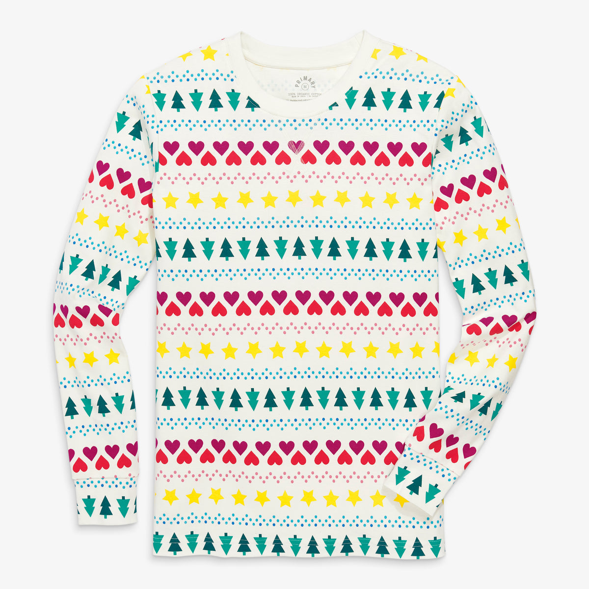 Clearance unisex fit organic pj top in fair isle in ivory-fair-isle