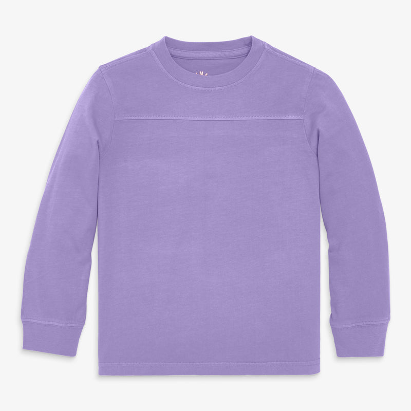 Kids long sleeve garment-dyed varsity tee in iris