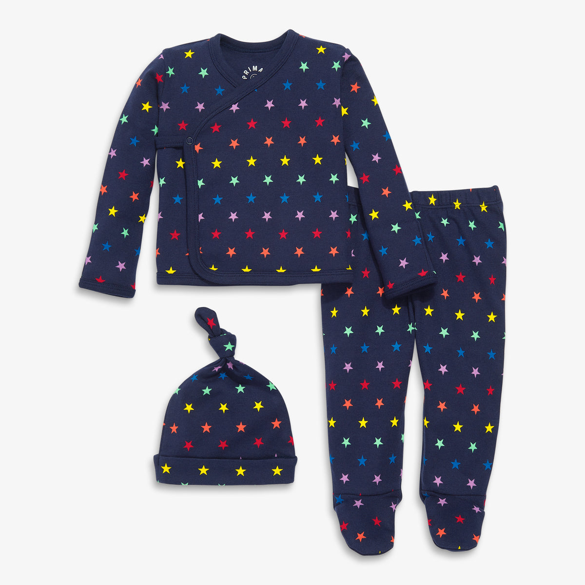 Clearance baby three-piece gift set in mini rainbow star in navy-rainbow-mini-star