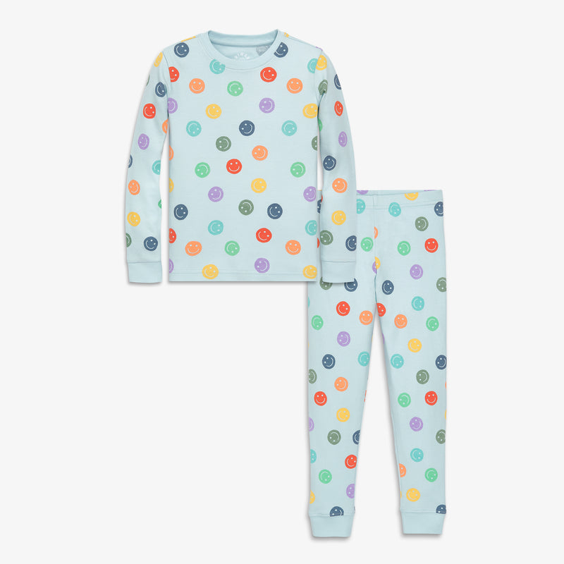 Kids organic PJ set in happy faces