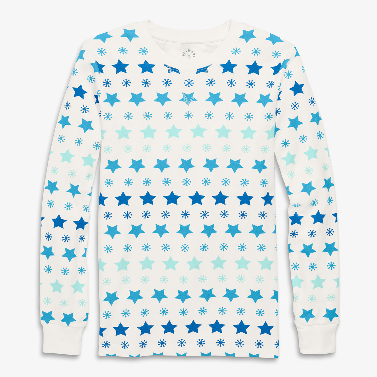 Clearance unisex fit organic pj top in snowy stars in ivory-snowflake-stars