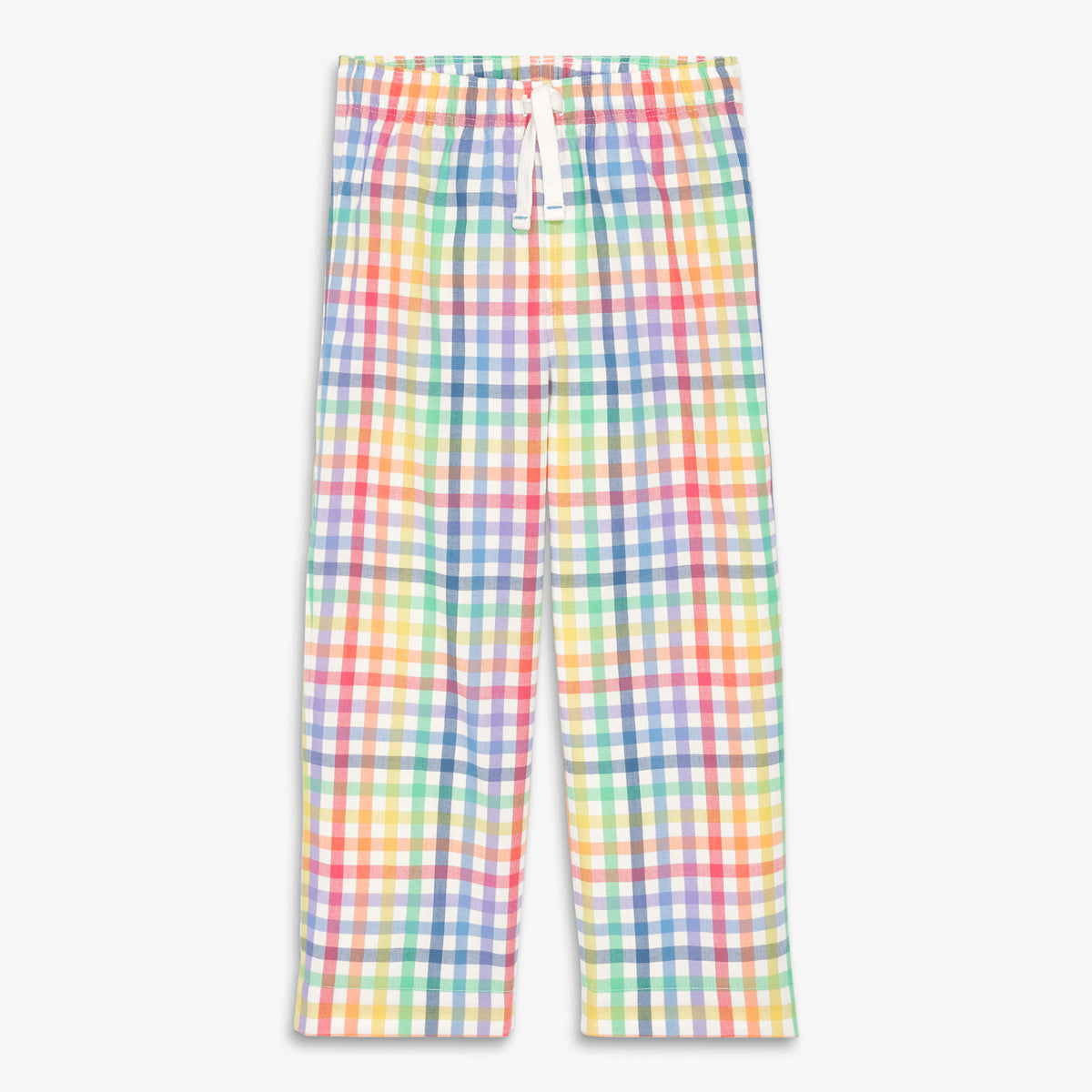 Clearance kids PJ pant in rainbow plaid in ivory-rainbow-plaid