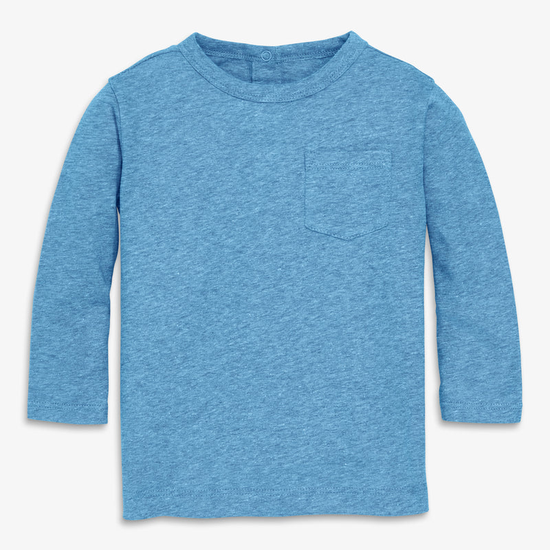 Baby heathered long sleeve pocket tee