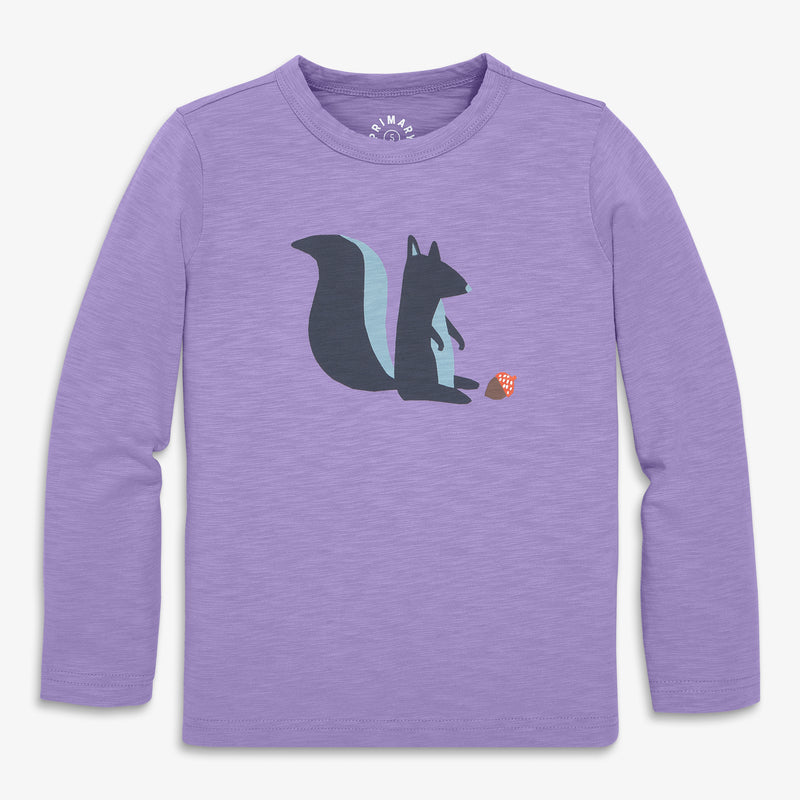 Kids long sleeve squirrel tee in iris-squirrel