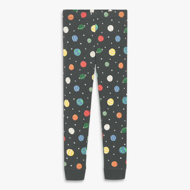 Kids organic PJ pant in rainbow galaxy in asphalt-galaxy