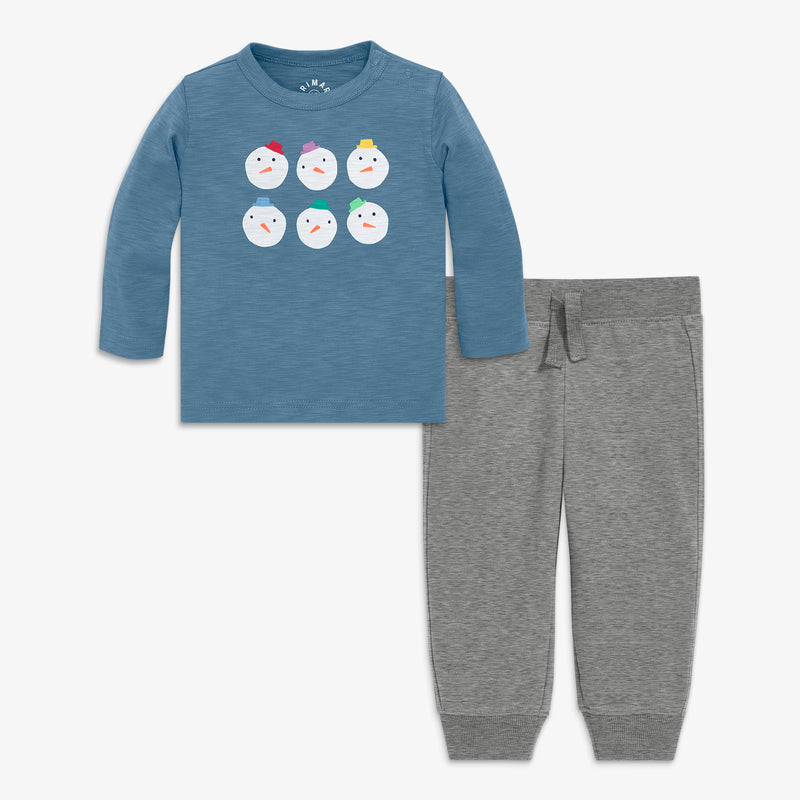 Baby rainbow snowman tee & jogger set