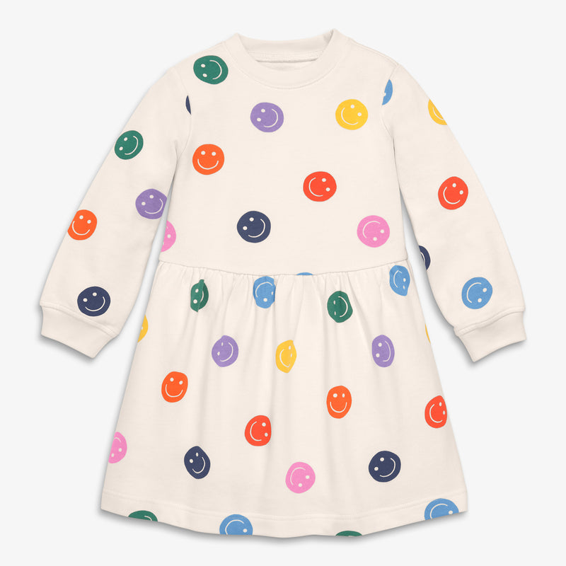 Kids easy sweatshirt dress in happy faces