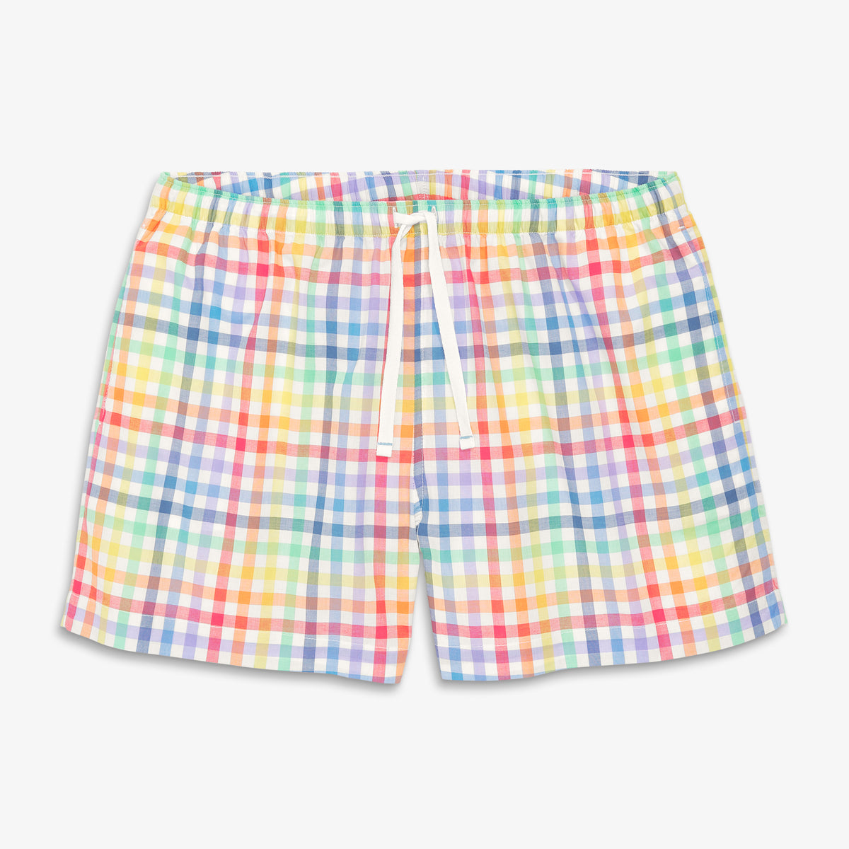 Clearance women's fit PJ short in rainbow plaid in ivory-rainbow-plaid