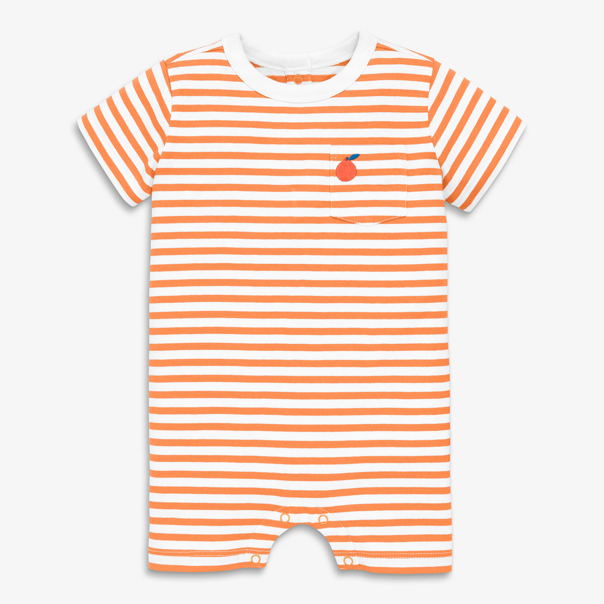 Clearance baby embroidered stripe pocket shortie in cantaloupe-white-stripes