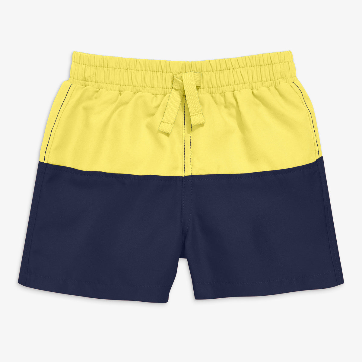 Baby swim trunk in color blocking in banana-navy