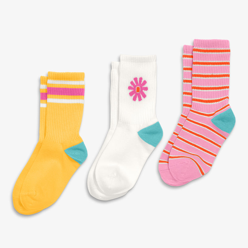 Kids athletic sock 3-pack in dandelion mix