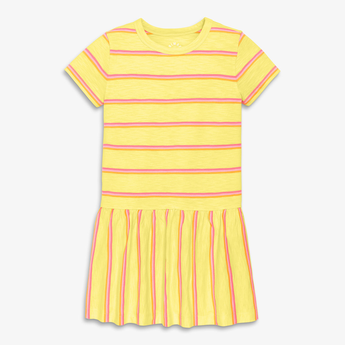 Clearance kids short sleeve explorer dress in stripe in banana-multi-stripe