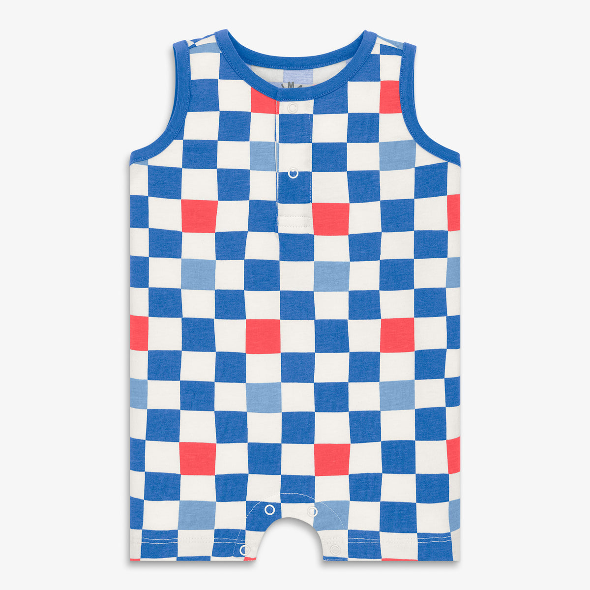 Clearance baby tank shortie in checkerboard in blueberry-multi-check