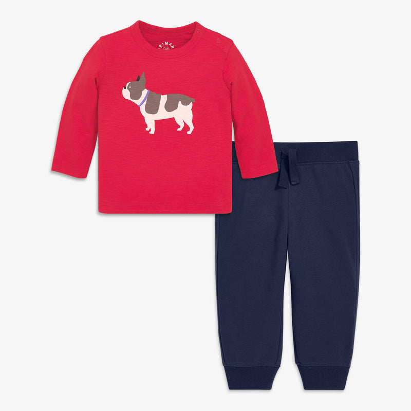 Baby frenchie tee and jogger set