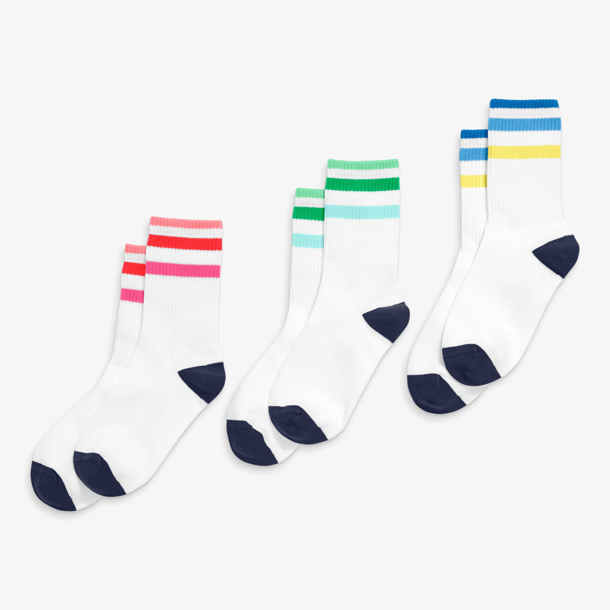 Clearance kids athletic sock 3-pack in rainbow ringer mix