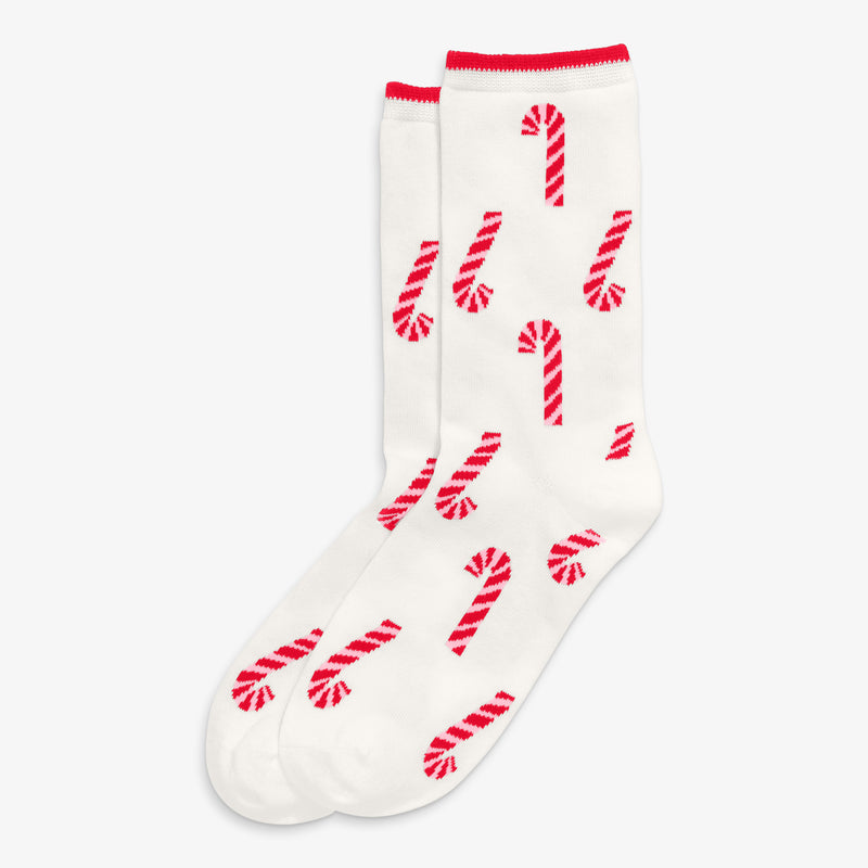 Adult crew sock in candy canes