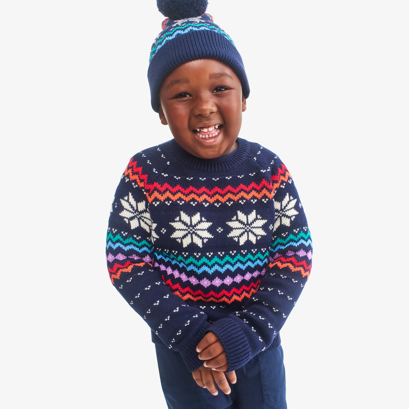 Kids rainbow snowflake fair isle sweater