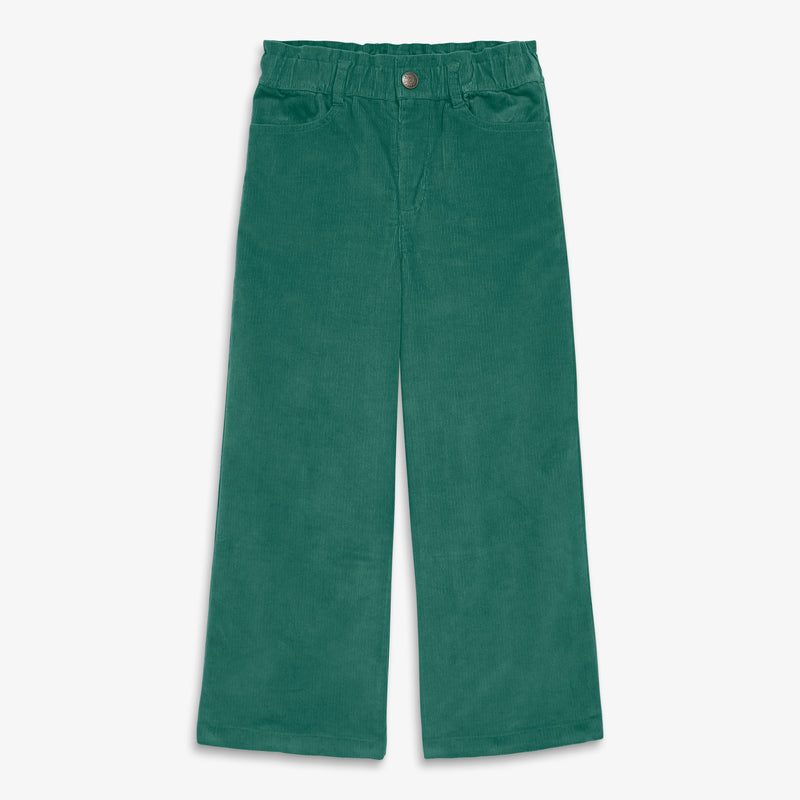 Kids stretch corduroy wide-leg pant in moss