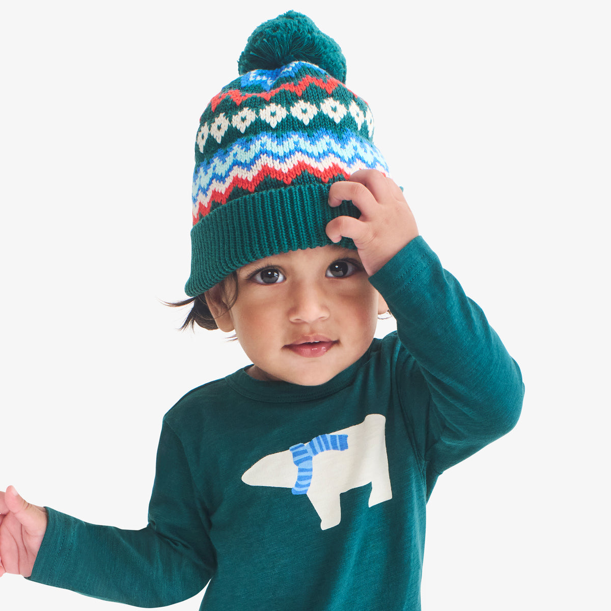 Baby knit beanie in fair isle