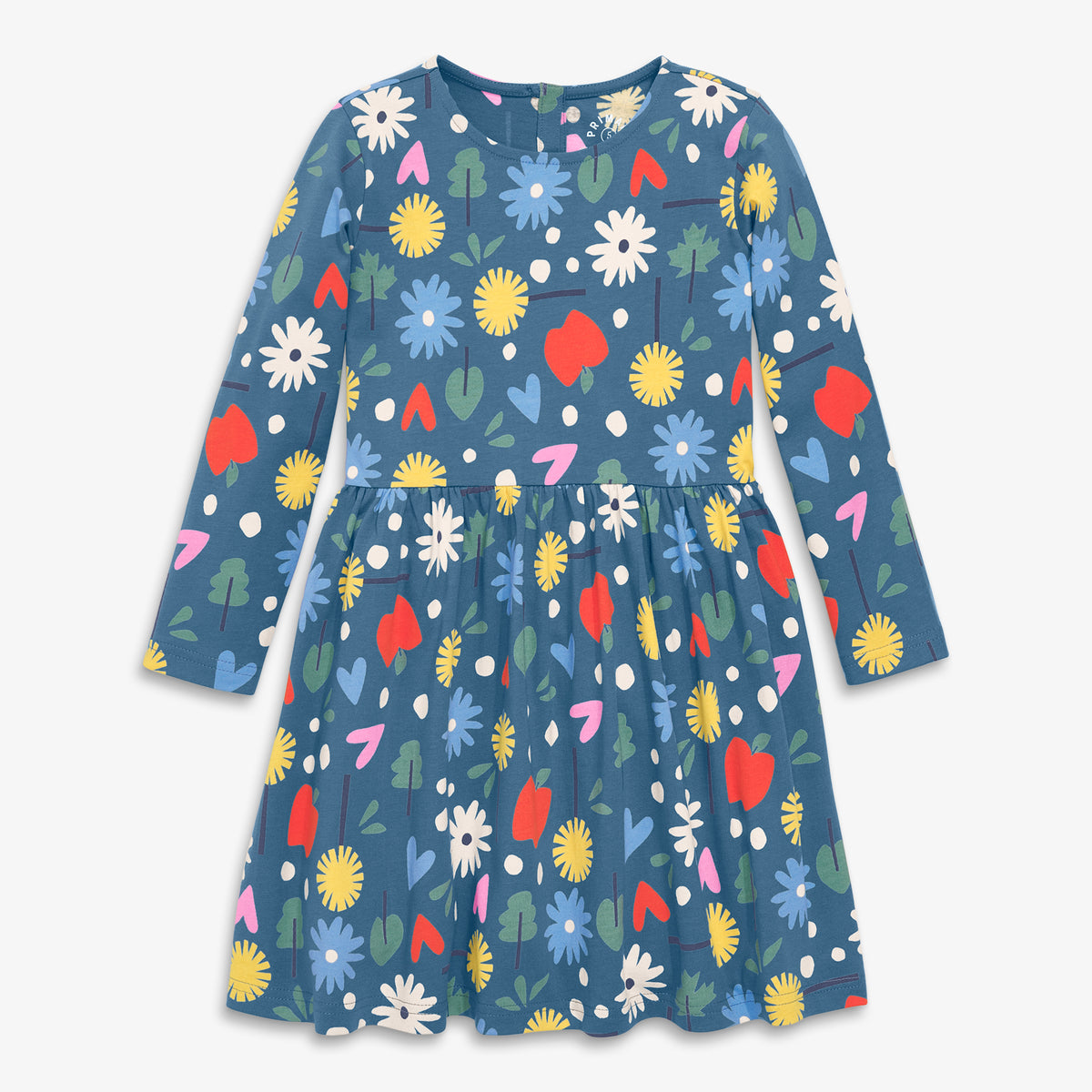 Kids long sleeve perfect pocket dress in rainbow garden party in moonlight-garden-party
