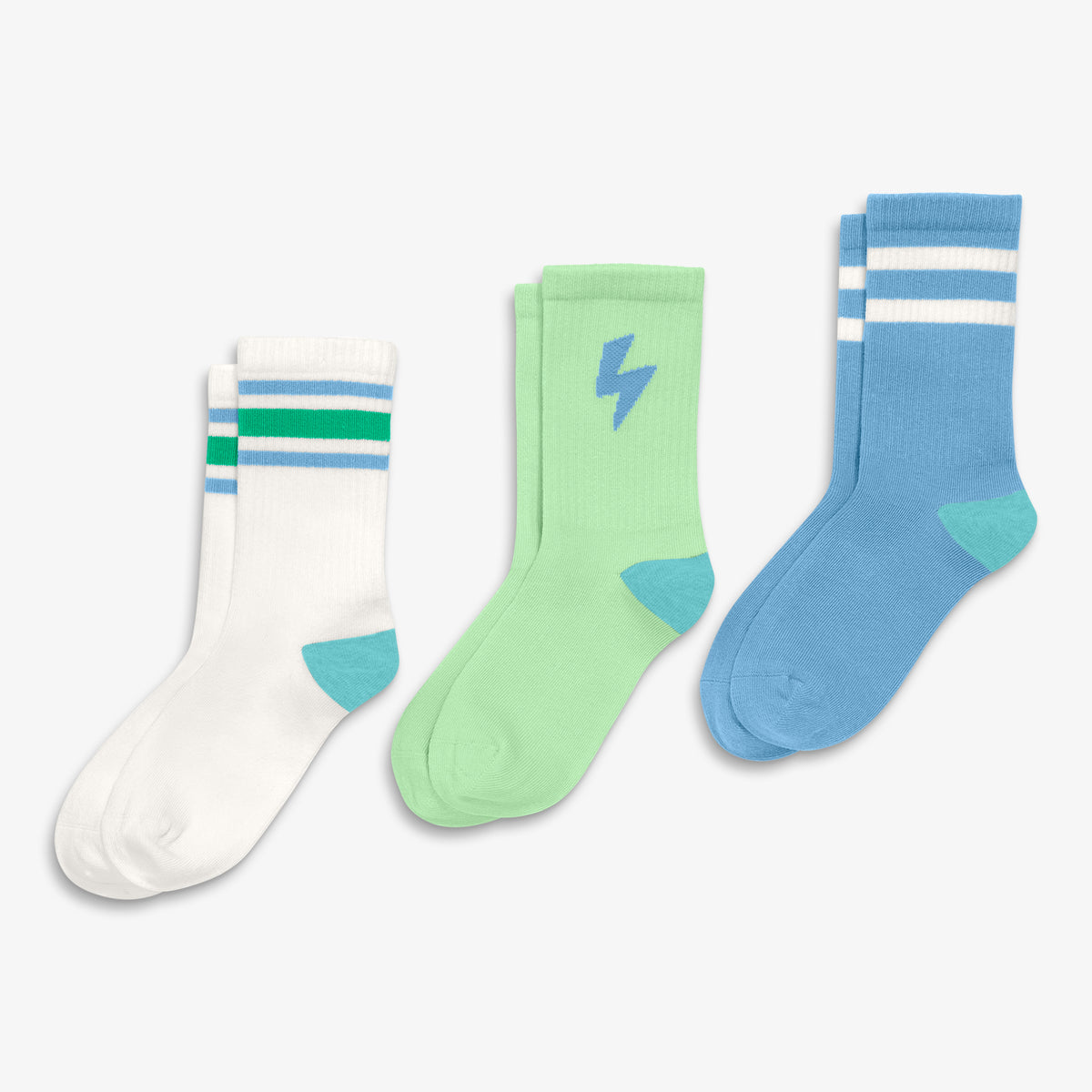 Clearance kids athletic sock 3-pack in bolt mix in bolt-mix-2