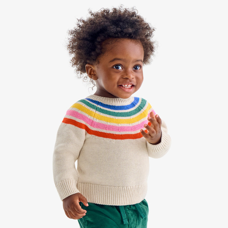 Baby sweater in placed rainbow