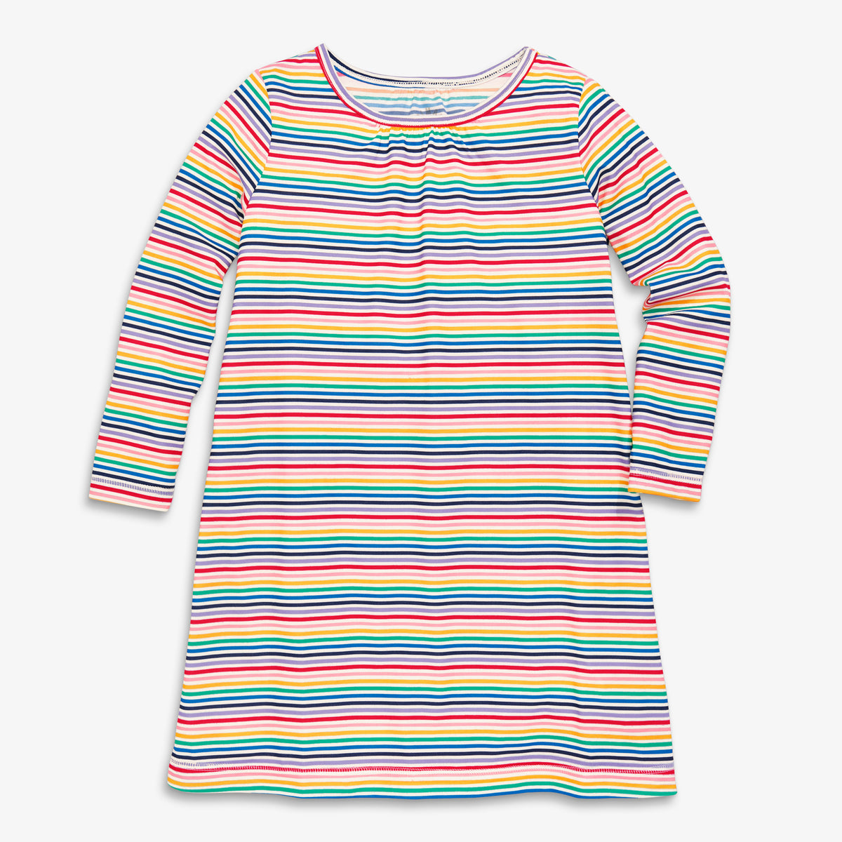 Clearance kids long sleeve nightgown in rainbow stripe in ivory-fall-rainbow-stripe