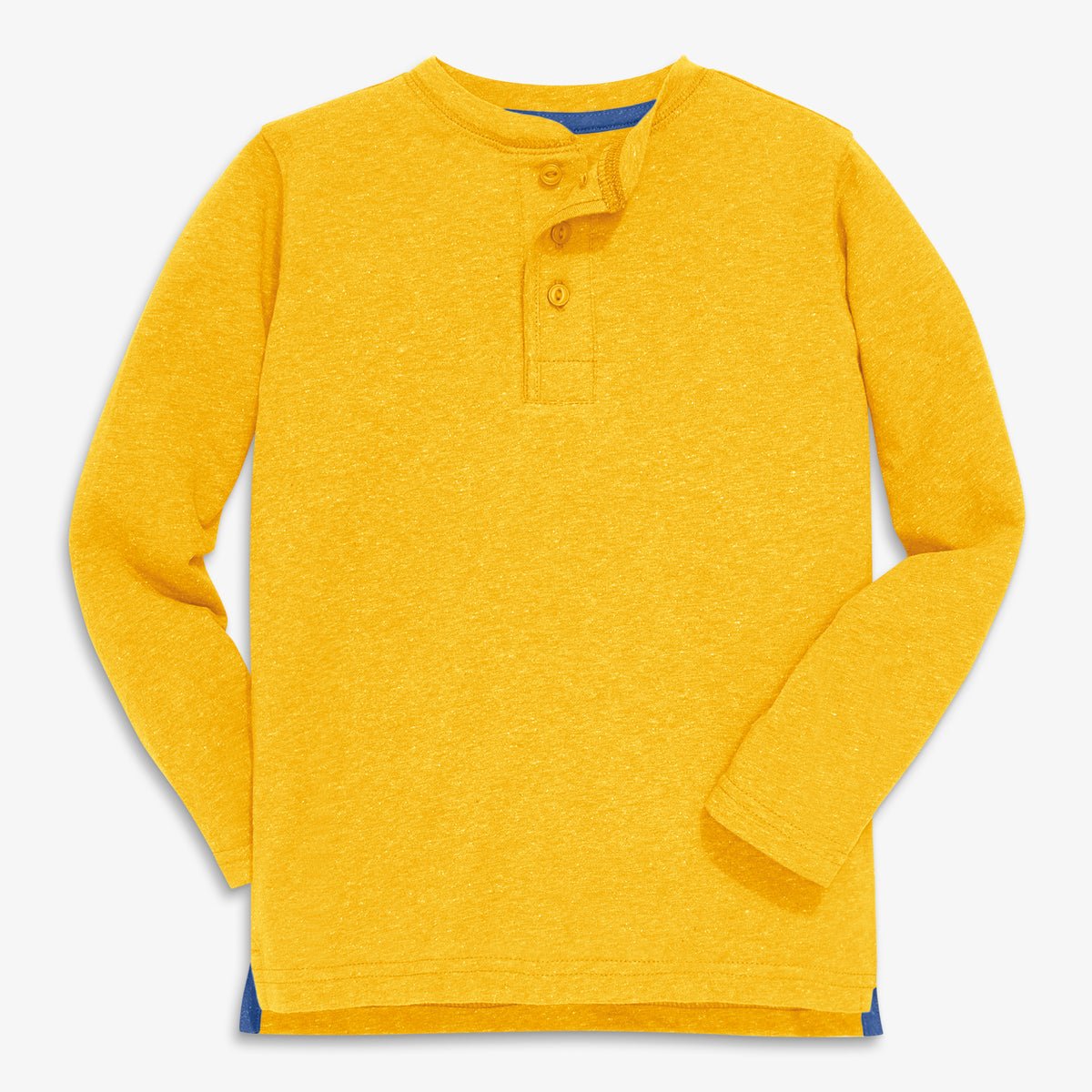 Kids heathered long sleeve henley tee in mustard