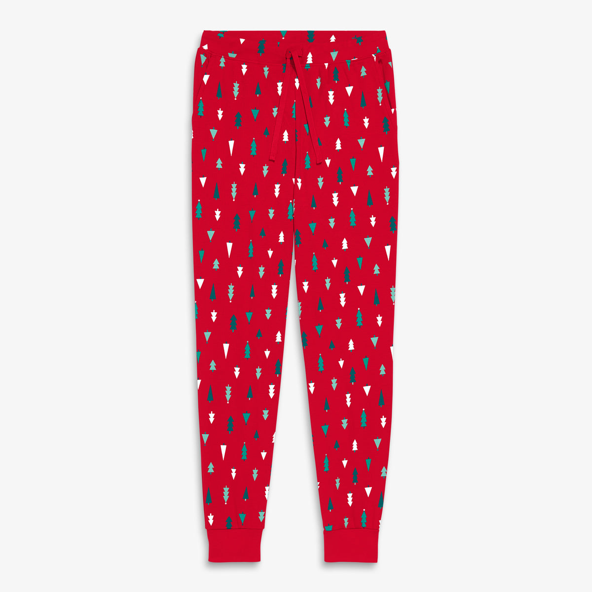 Clearance unisex fit organic pj pant in twinkly trees in cherry-multi-trees