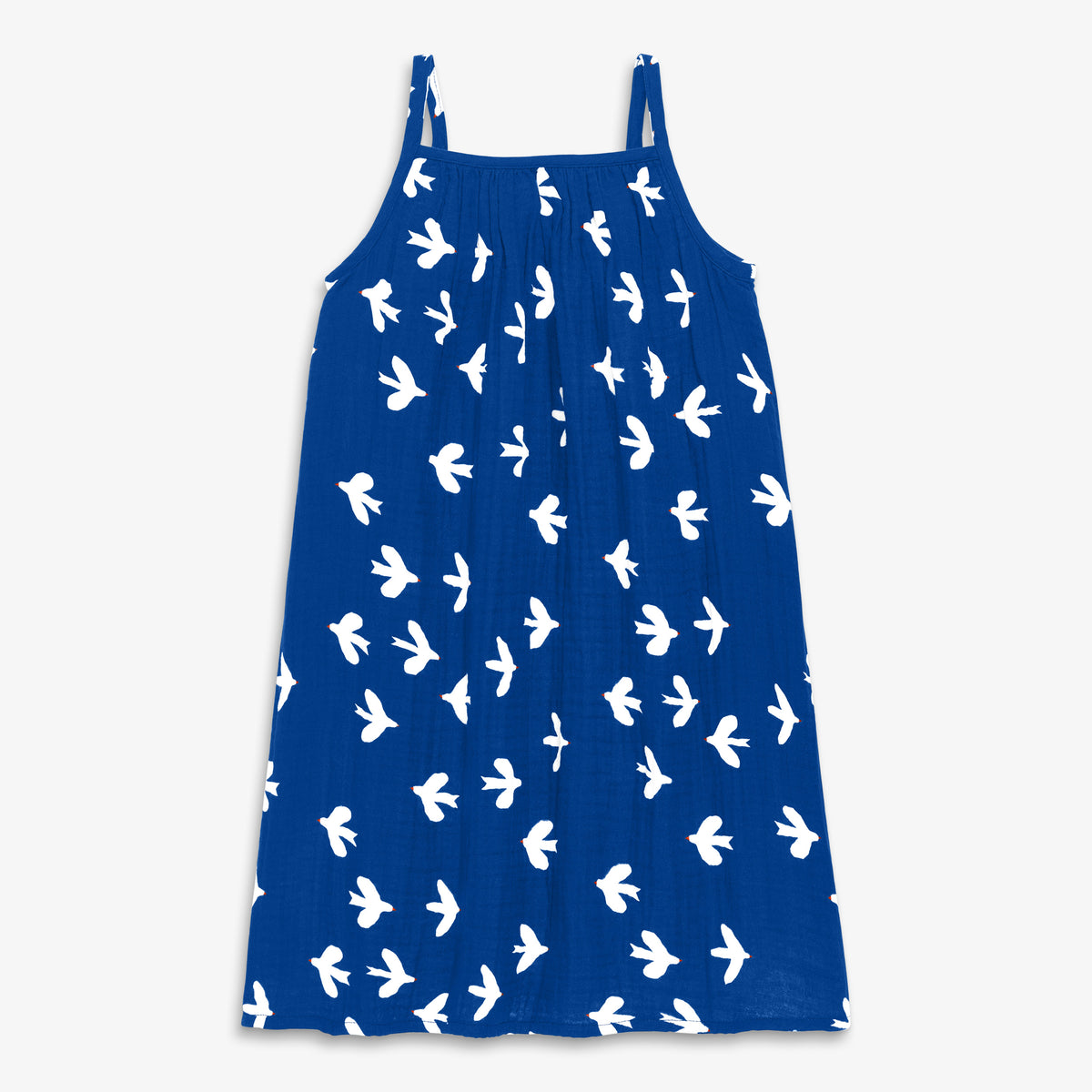 Clearance kids gauze tank dress in bluejays in bluejay-birds