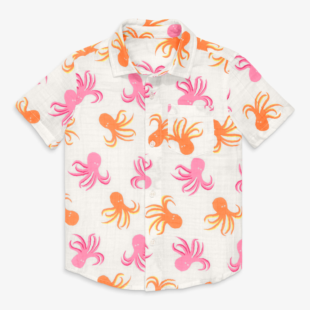 Clearance kids cotton gauze shirt in octopus pals in ivory-octopus