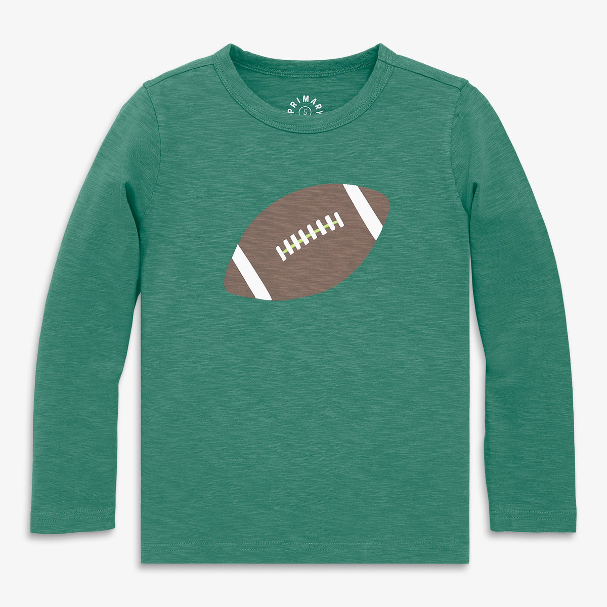Kids long sleeve football tee in sunwashed-teal-football