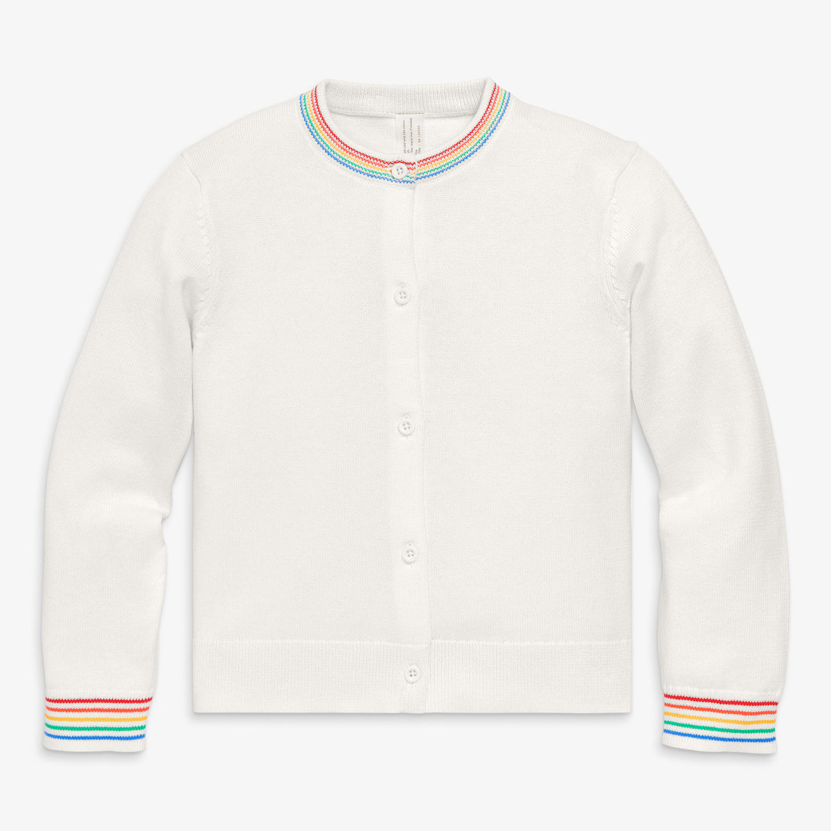 Clearance kids rainbow trim cardigan in ivory