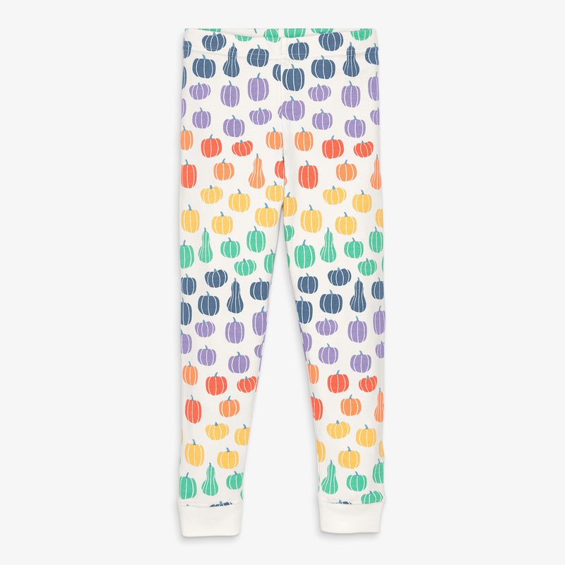 Kids organic PJ pant in rainbow pumpkins in ivory-rainbow-pumpkin-patch