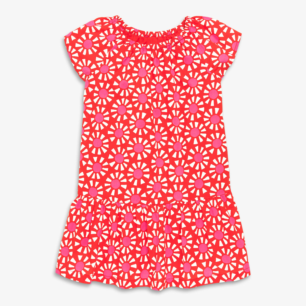 Clearance kids swing dress in cutout suns in poppy-gumball-sun-block
