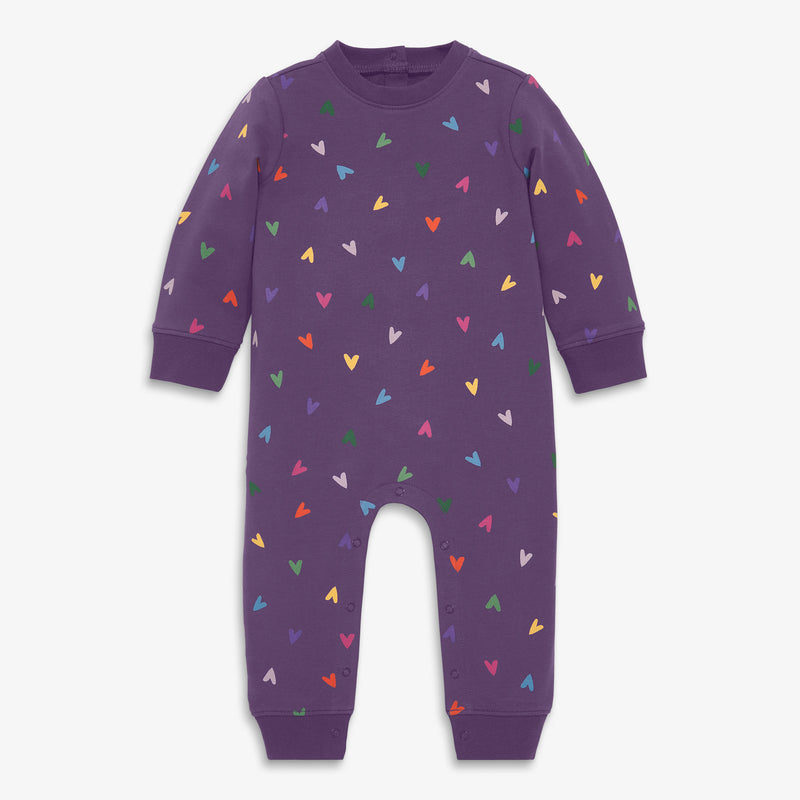 Baby sweatshirt romper in confetti hearts