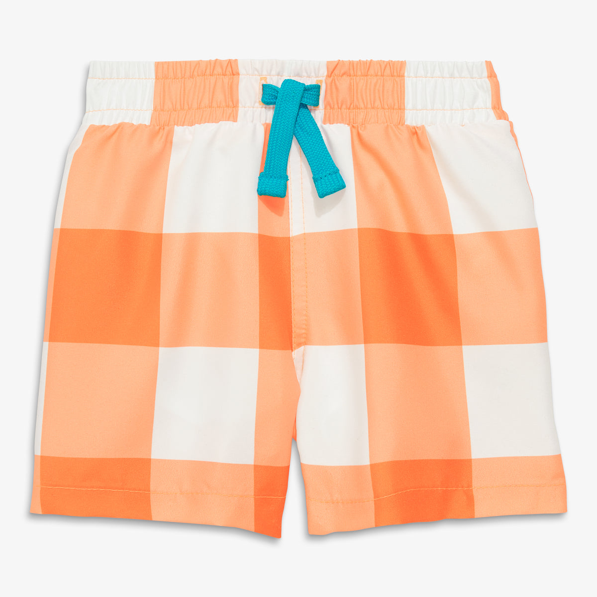 Clearance baby swim trunk in gingham in cantaloupe-gingham