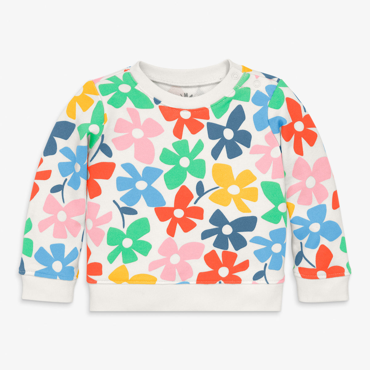 Clearance baby sweatshirt in rainbow blooms in ivory-rainbow-spring-blooms